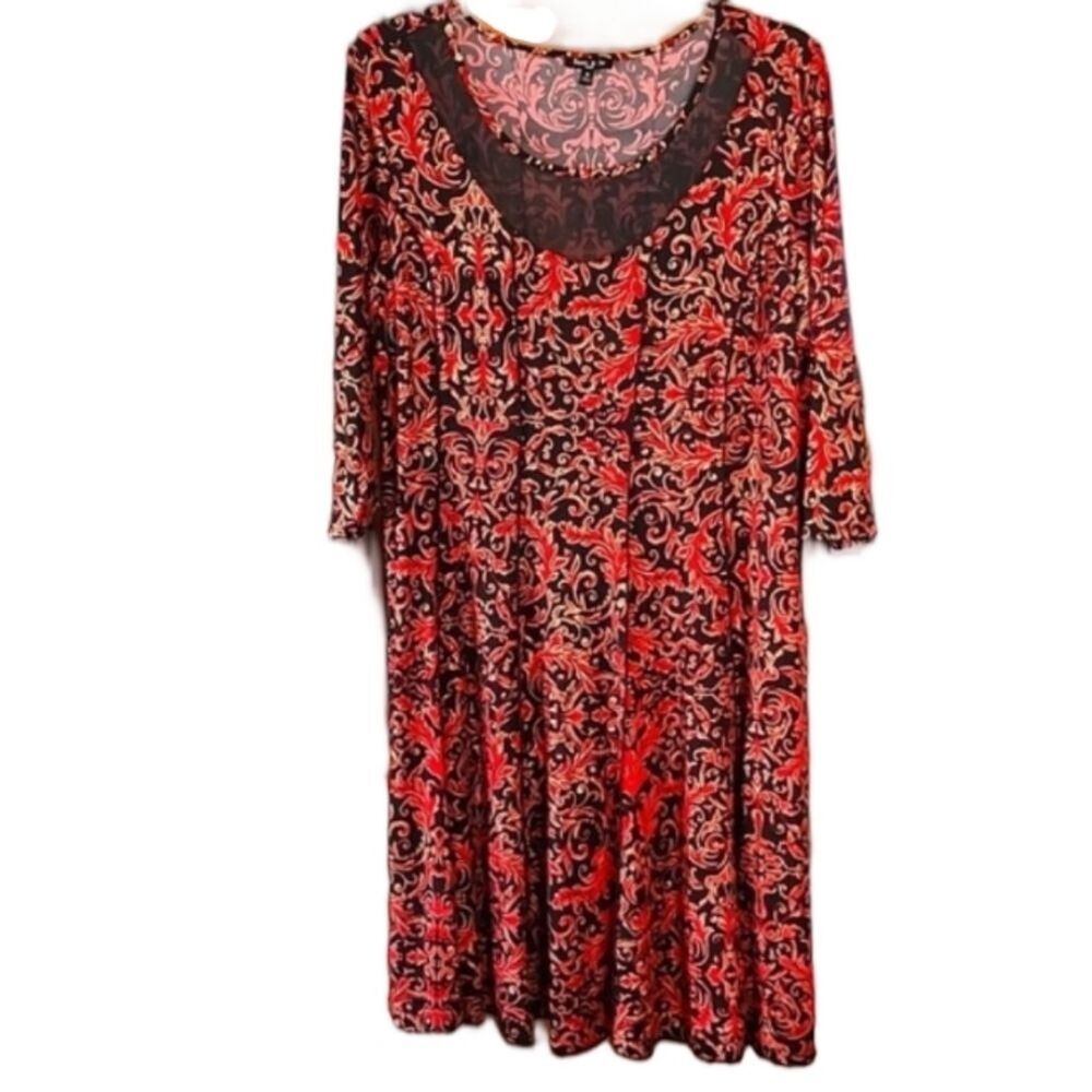 NWT Sami & Jo Plus Red Floral Paisley Midi Dress Women's Size 3X‎